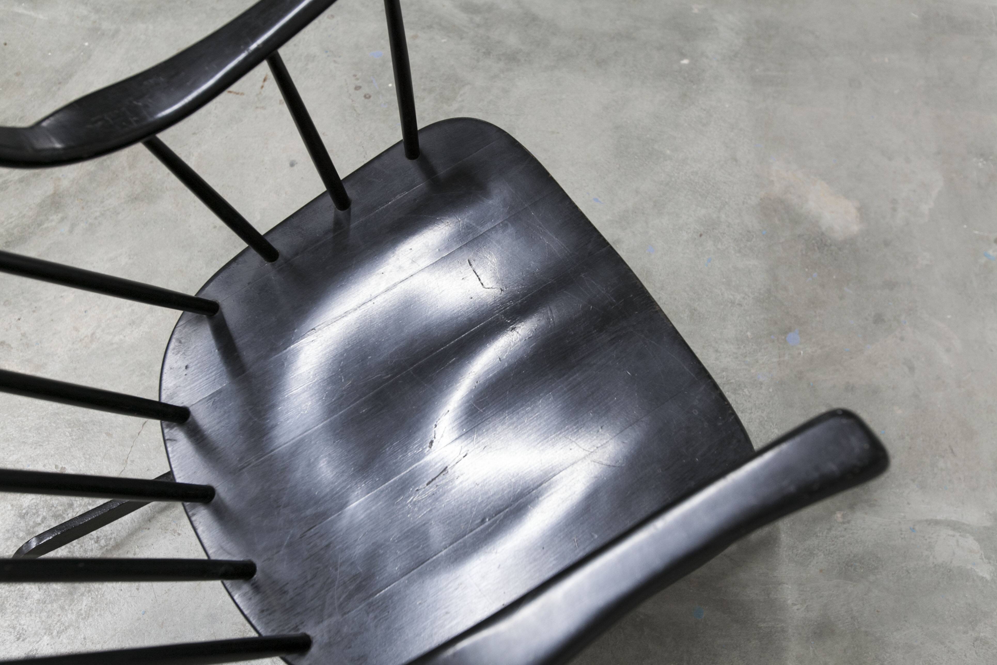 Grandessa rocking chair in black beech by Lena Larsson 1960 for Nesto
