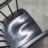 Rocking chair Grandessa en Hêtre noir par Lena Larsson 1960 pour Nesto