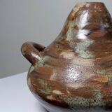 Small handmade brutalist vase in glazed ceramic from the early 2000s