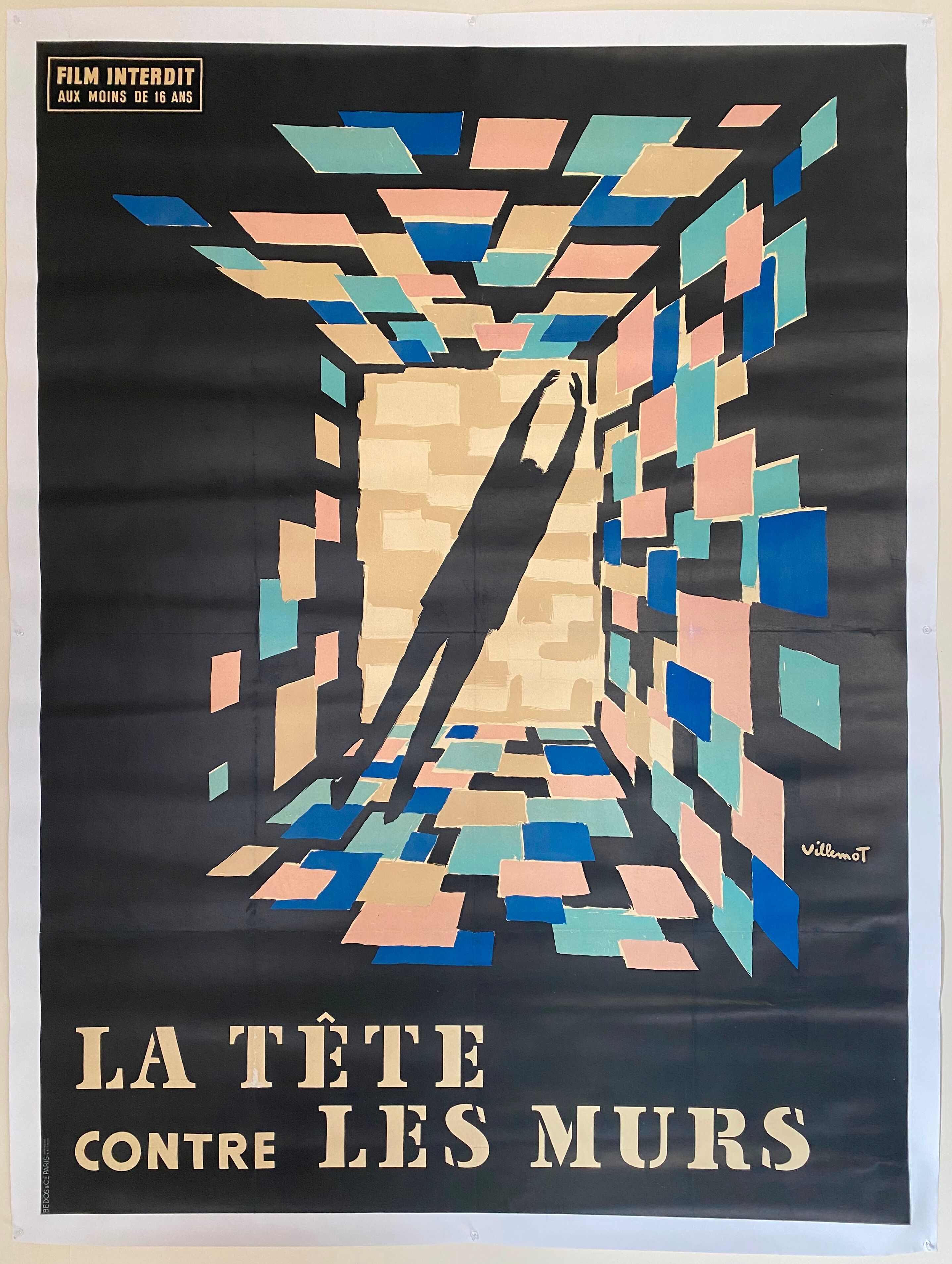 Original cinema poster "La Tête contre les murs" Georges Franju, Villemot 1959