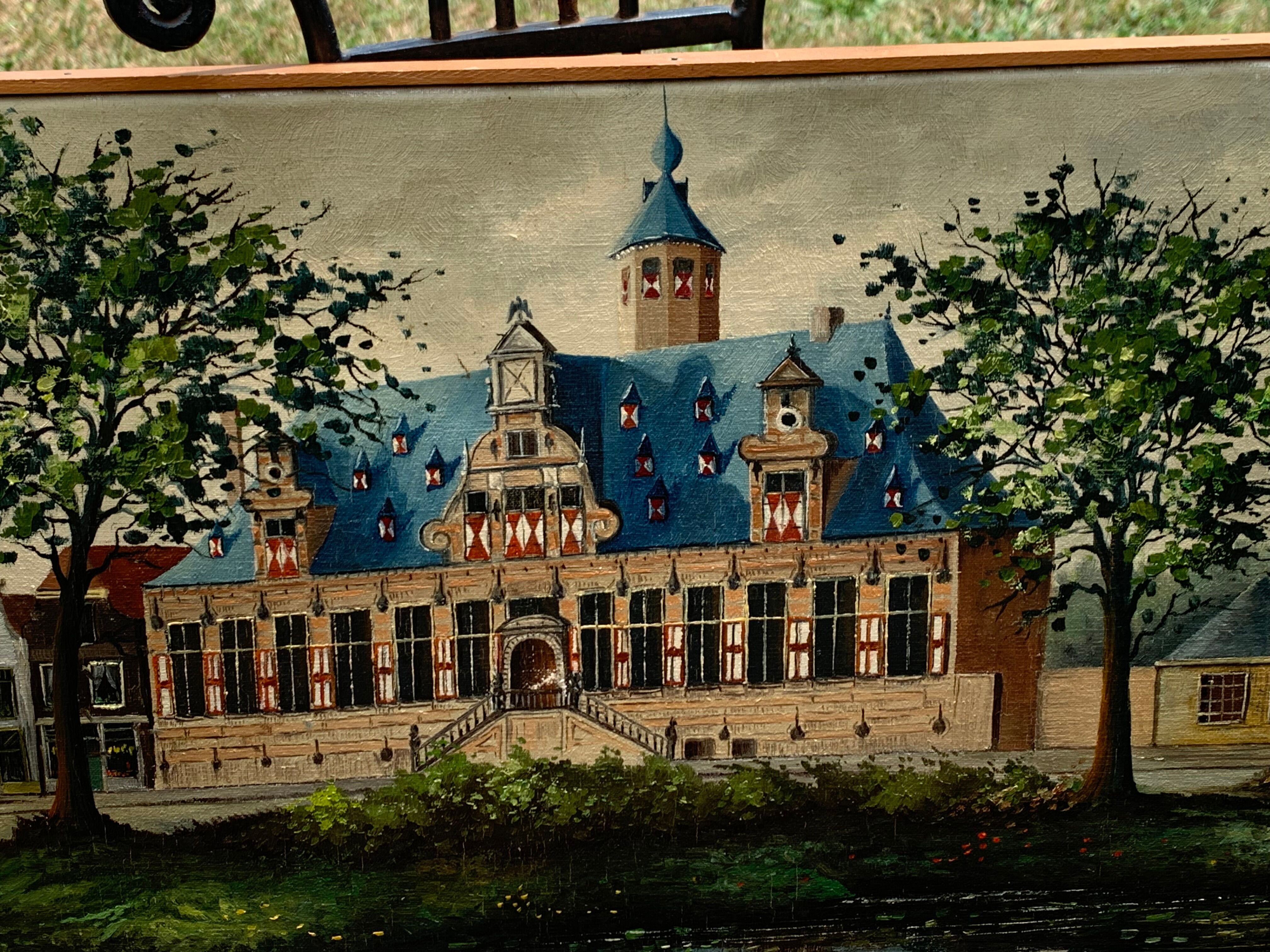 Painting monument architecture netherlands signed by Willem Heytman vintage