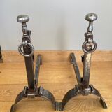 Large wrought iron andirons from the 18th century