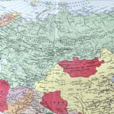 Vintage map Asia China Japan India USSR 43x43cm from 1950