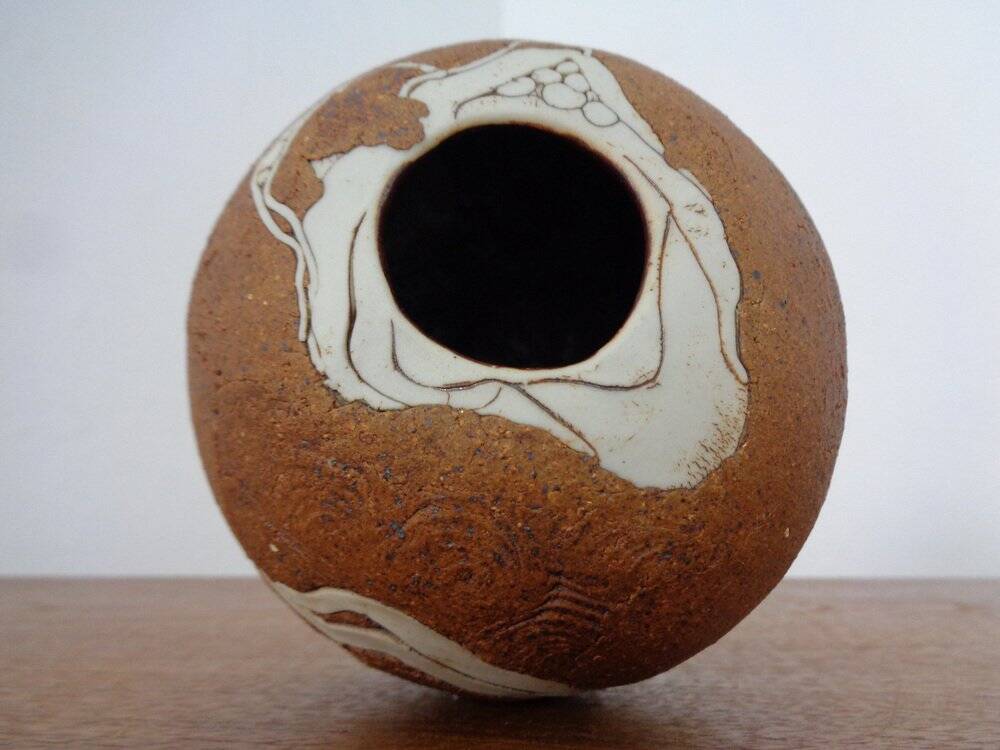 Danish Raku Studio Pottery Vase, 1960s