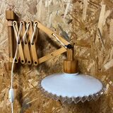 Lampe applique liseuse accordéon bois
