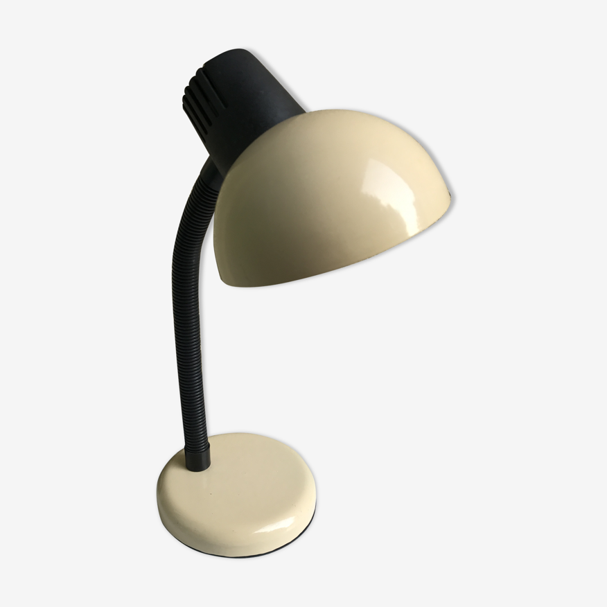 Lampe de table métal beige bras flexible noir années 80 vintage | Selency