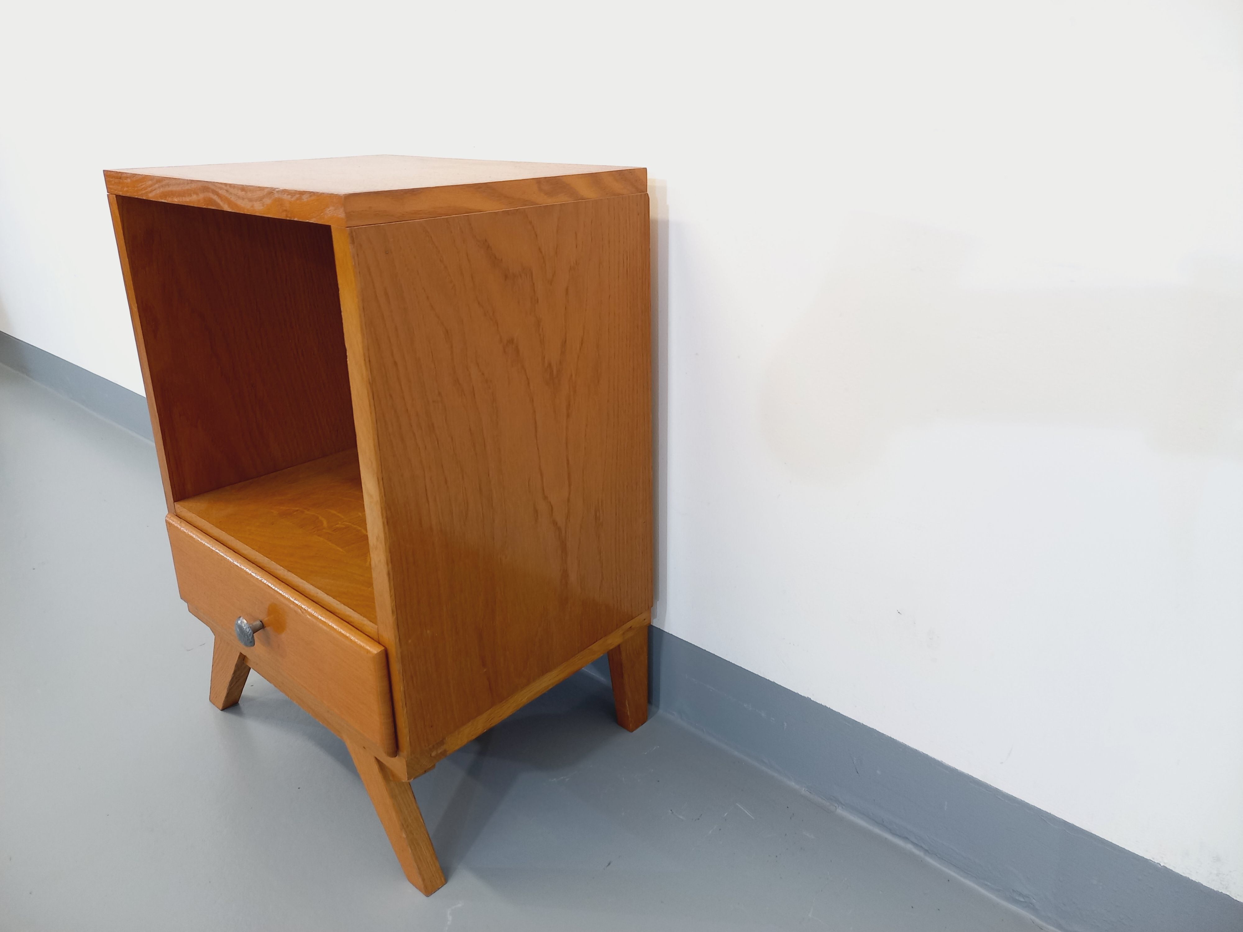 Vintage light wood bedside table from the 40s 50s