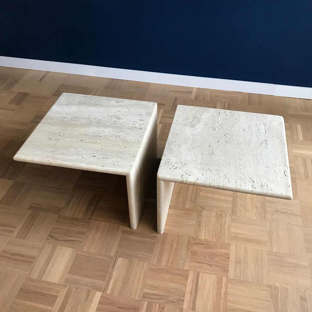 Travertine side tables, Italy 1970