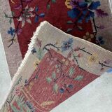 Ancient chinese art deco handmade carpet 64cm x 121cm 1920s