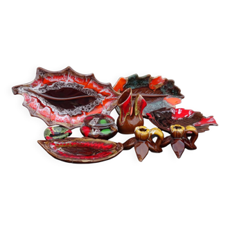 Collection de 8 pièces de faïence vintage française de Vallauris