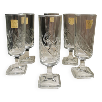 6 brand new hand engraved crystal flutes