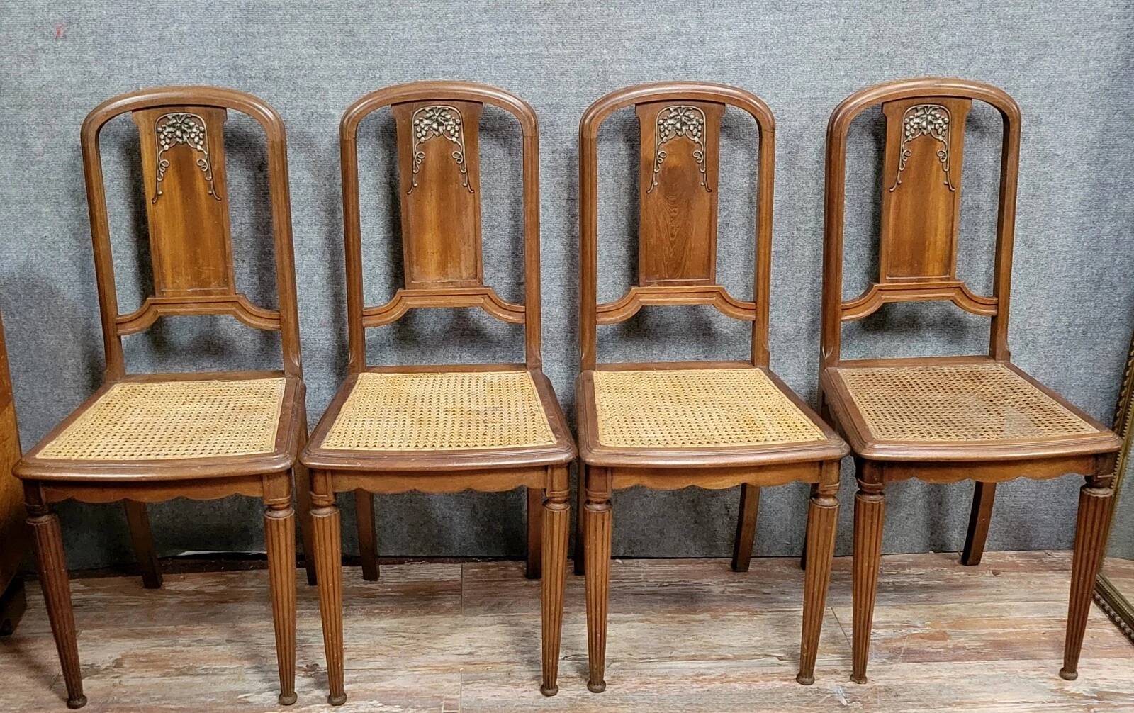 Set of 4 Art Nouveau mahogany chairs circa 1900