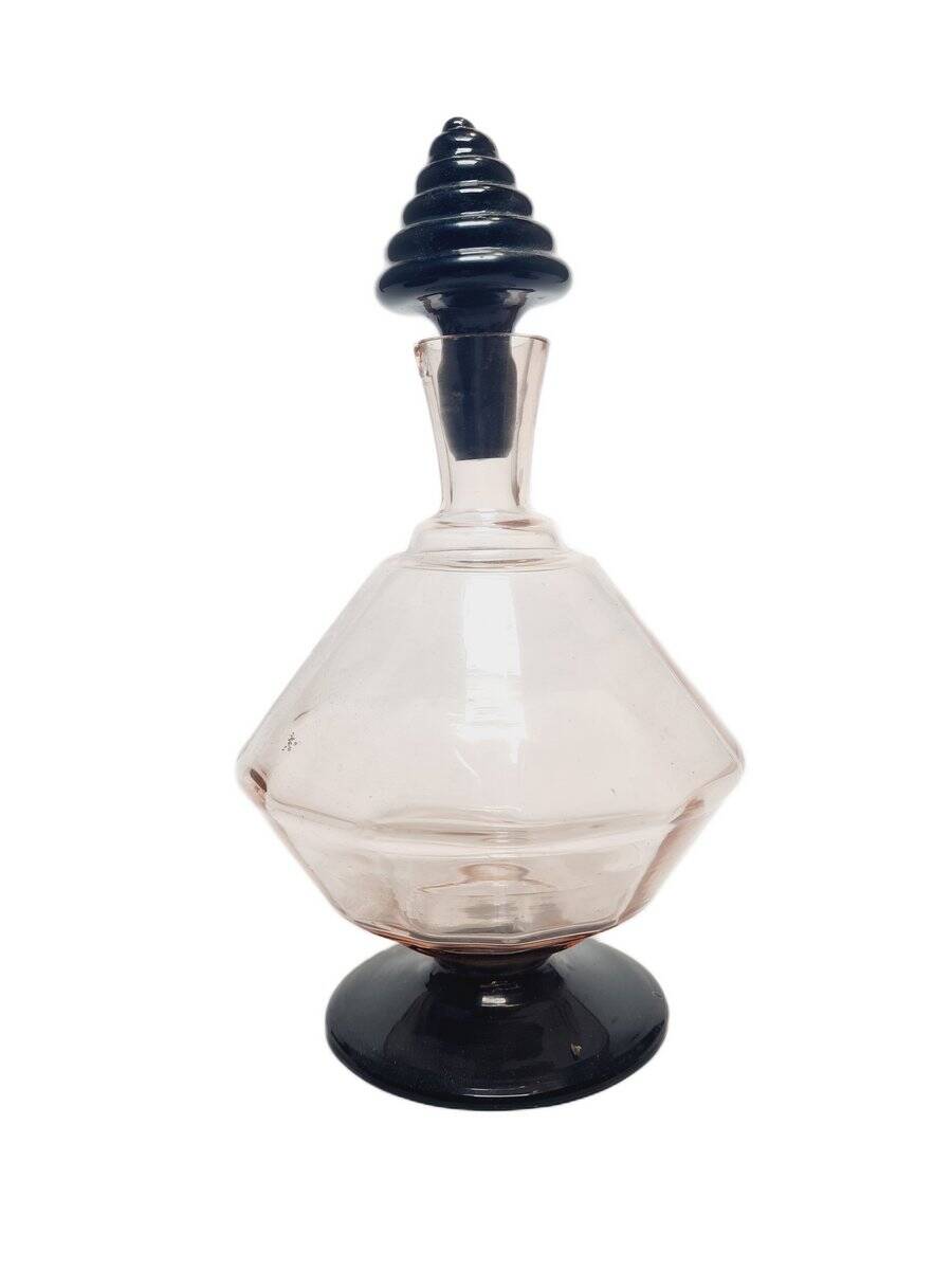 Carafe Art Déco de la verrerie Hortensja, Pologne, années 1930