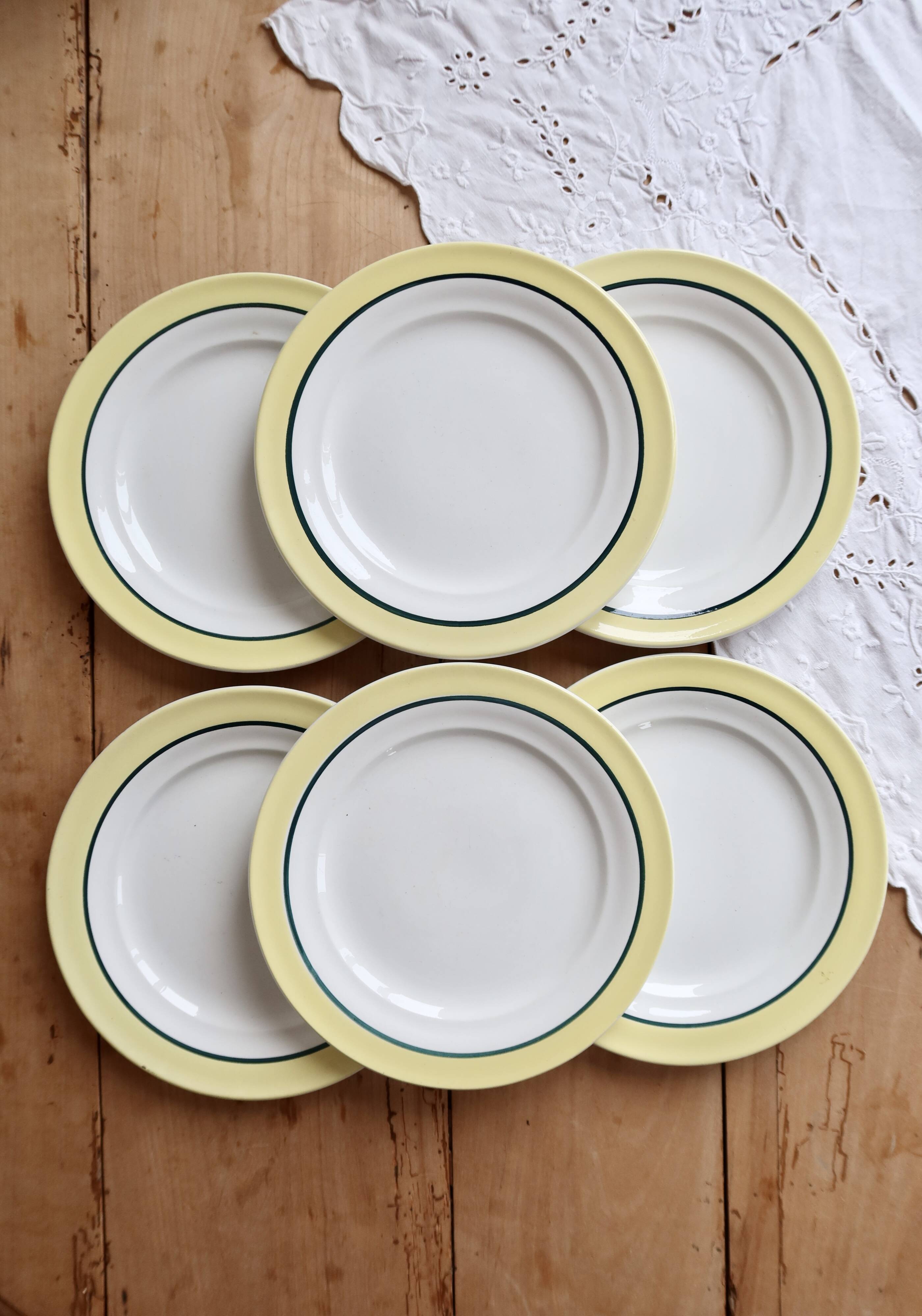 6 vintage dessert plates ceramic Céranord Saint-Amand model Nice