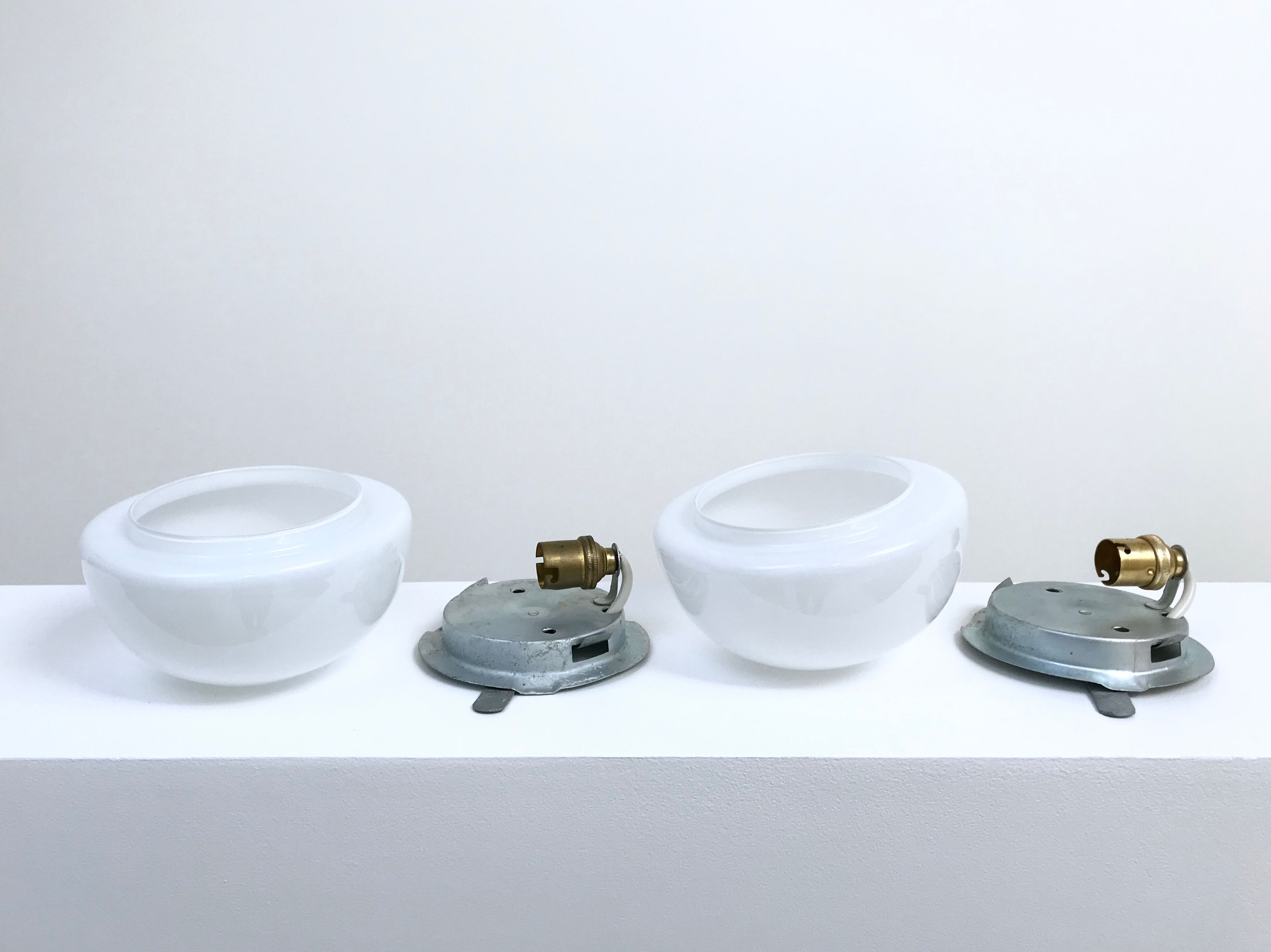 Lot of two wall lights in opaline, 1950