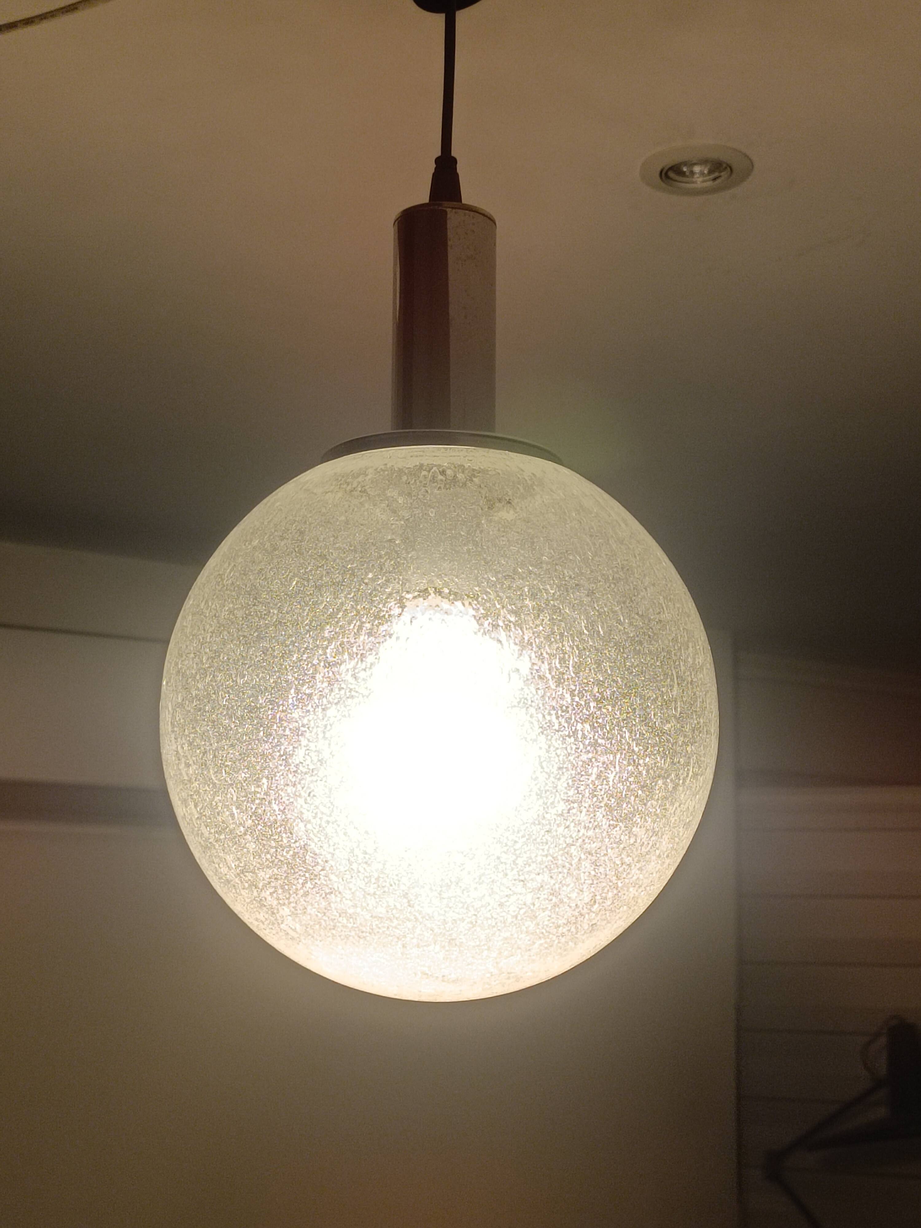 Suspended Lamp Murano Ice Glass by Targetti Sankey 1970s