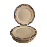 8 colorful flat plates Digoin Sarreguemines 20th century