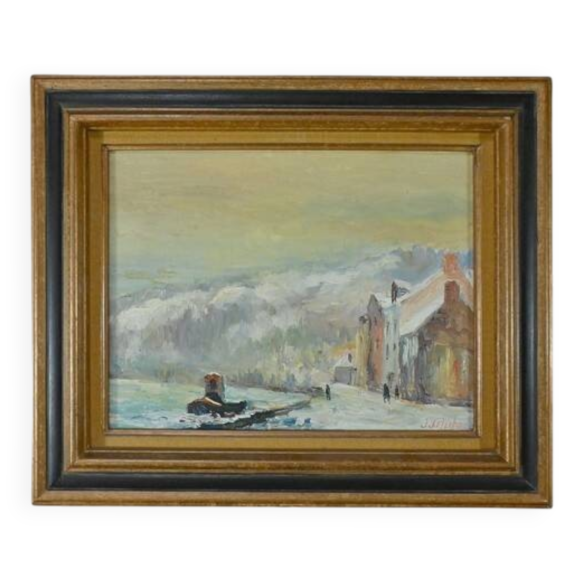 Painting “Under the Snow”, signed J.J Duboc – 1980
