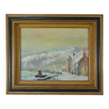 Painting “Under the Snow”, signed J.J Duboc – 1980