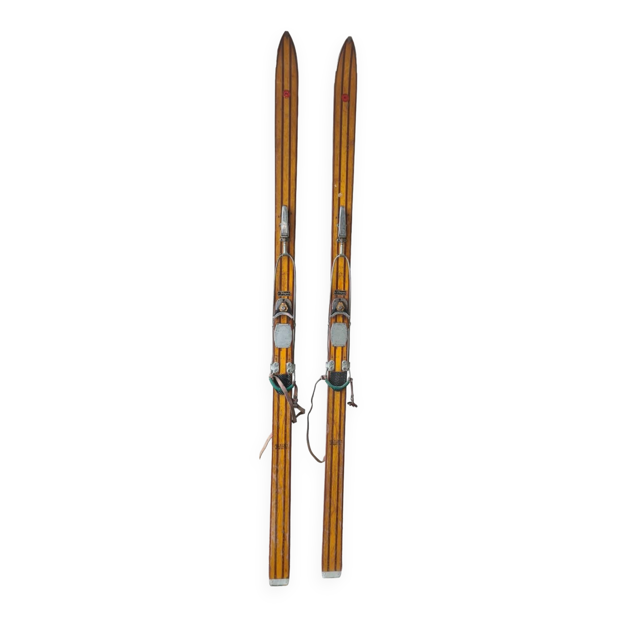 Pair of Rossignol Olympic 41 skis in vintage Hickory wood