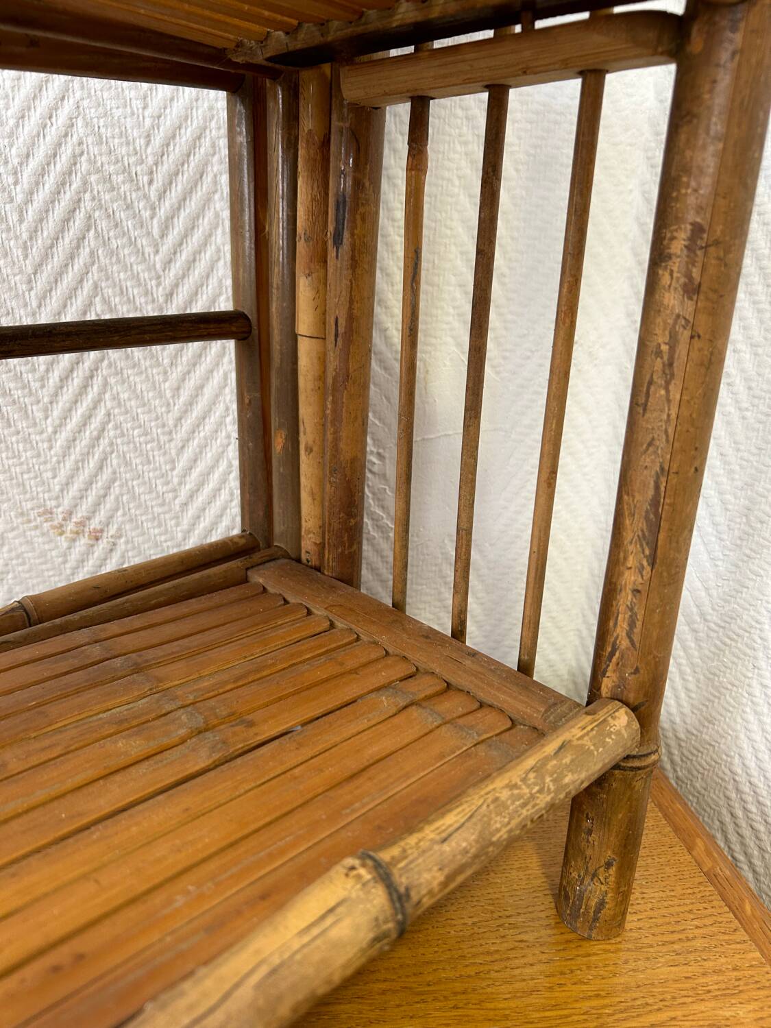 Bamboo standing shelf from the 60s