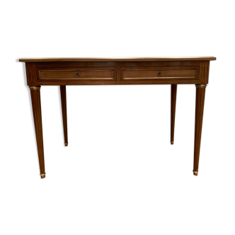 Flat desk louis XVI style Green leather top XX century