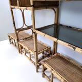 Bamboo Bookcase with Smoked Glass Shelves by Vivai del Sud, Italy