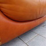 Canapé et fauteuils en cuir cognac par Sapporo pour Mobil, Italie