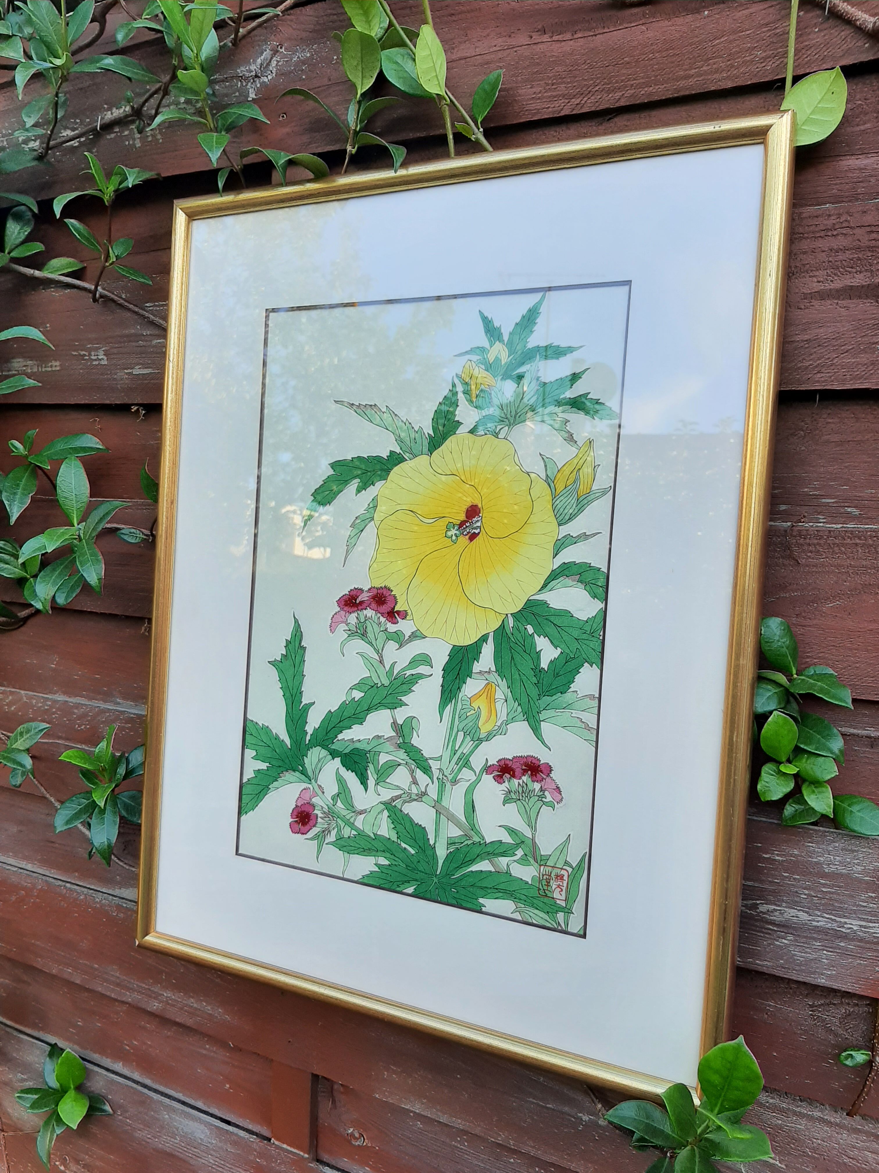 Estampe chinoise fleur jaune