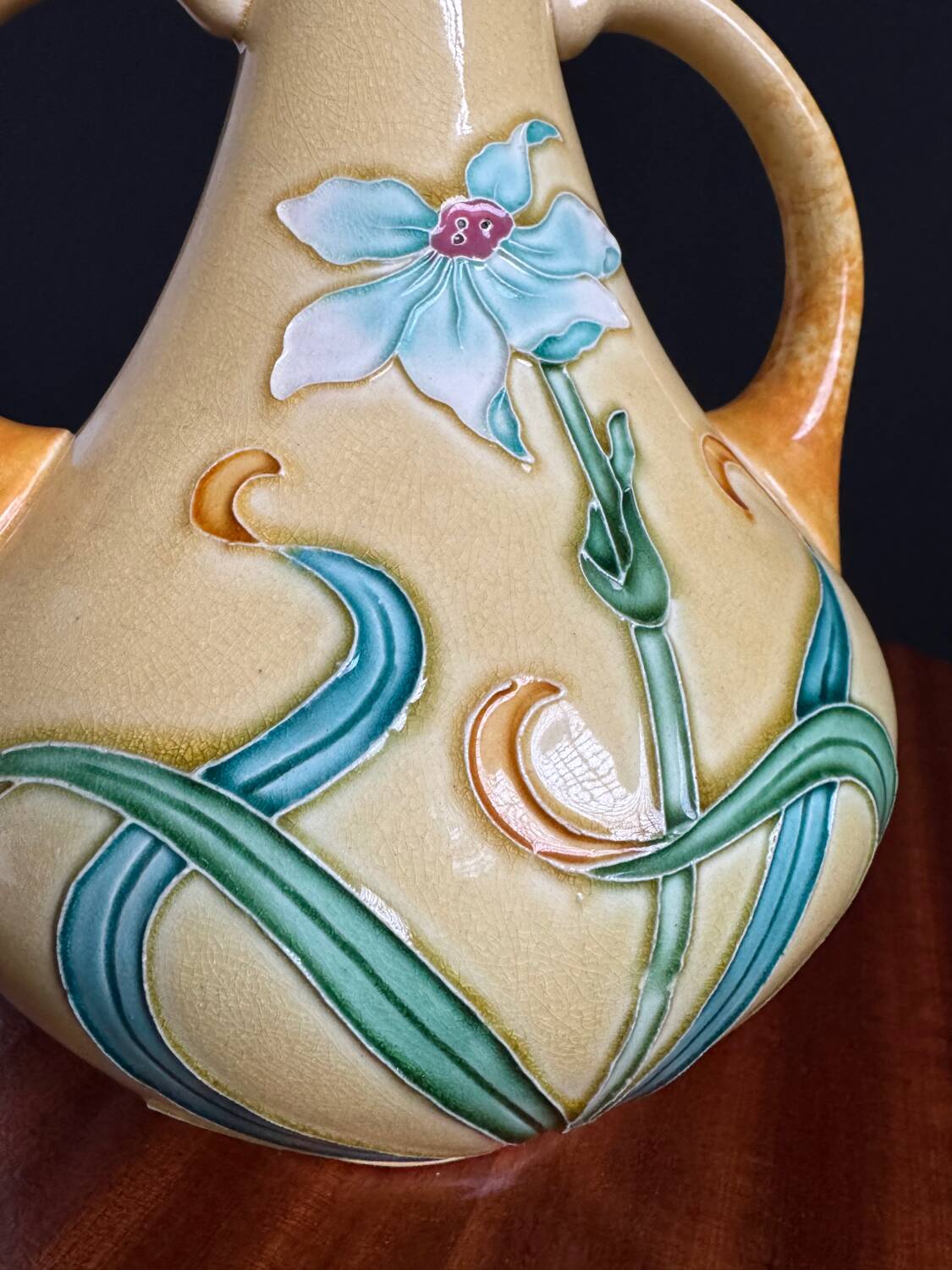Art Nouveau ceramic vase by Gustave de Bruyn