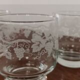 Set of 6 glasses crystal water, grape decoration and vine shoot Luminarc