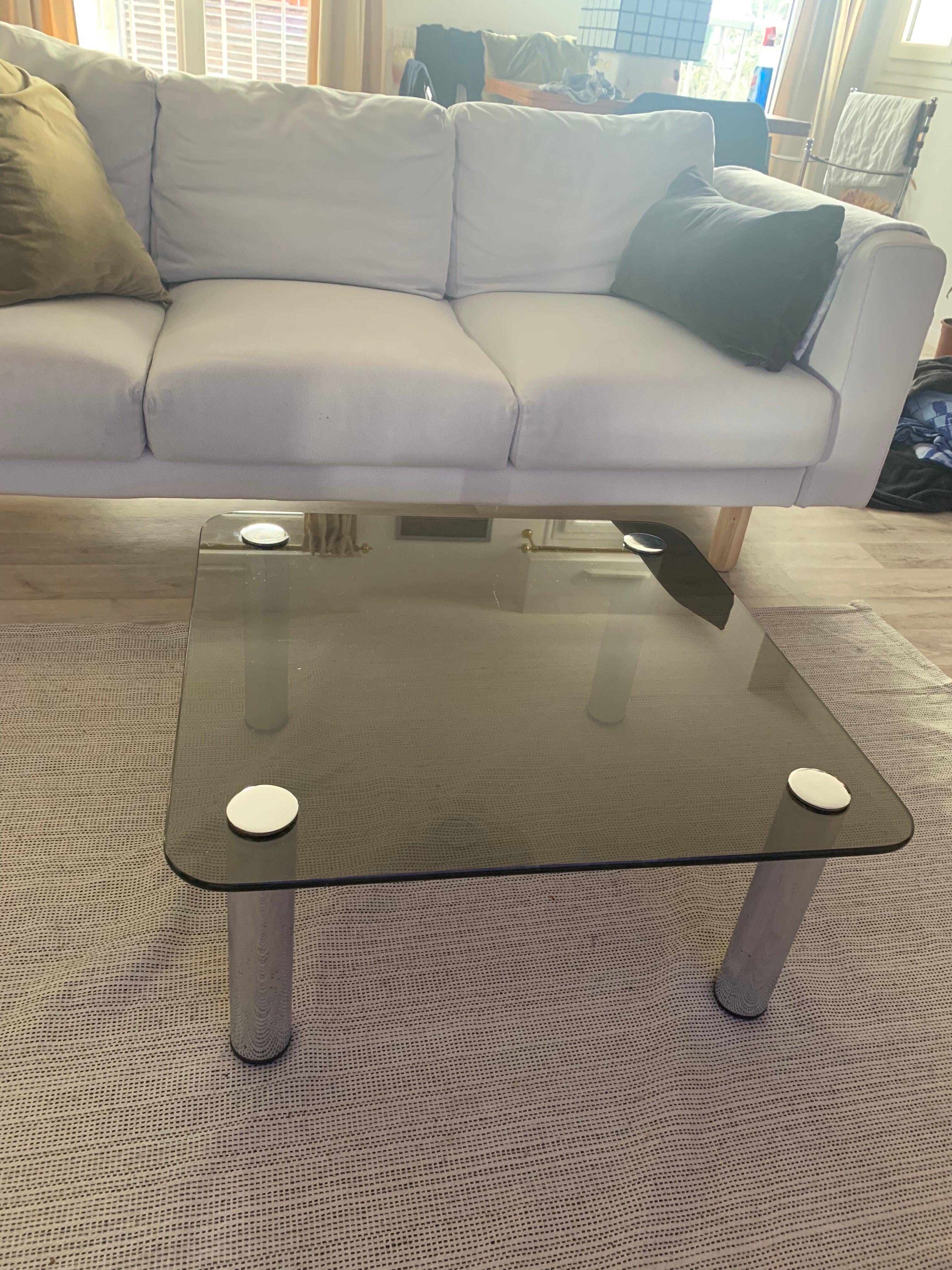 Square smoked glass coffee table