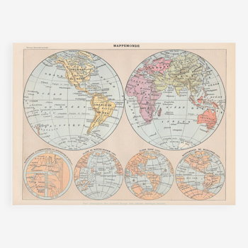 Old world map board 1898