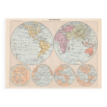 Old world map plate 1898