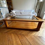 Table basse en verre et chêne massif