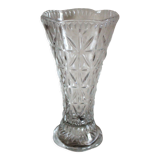 Transparent carved glass vase flowers
