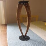 Iron and rattan candle holder