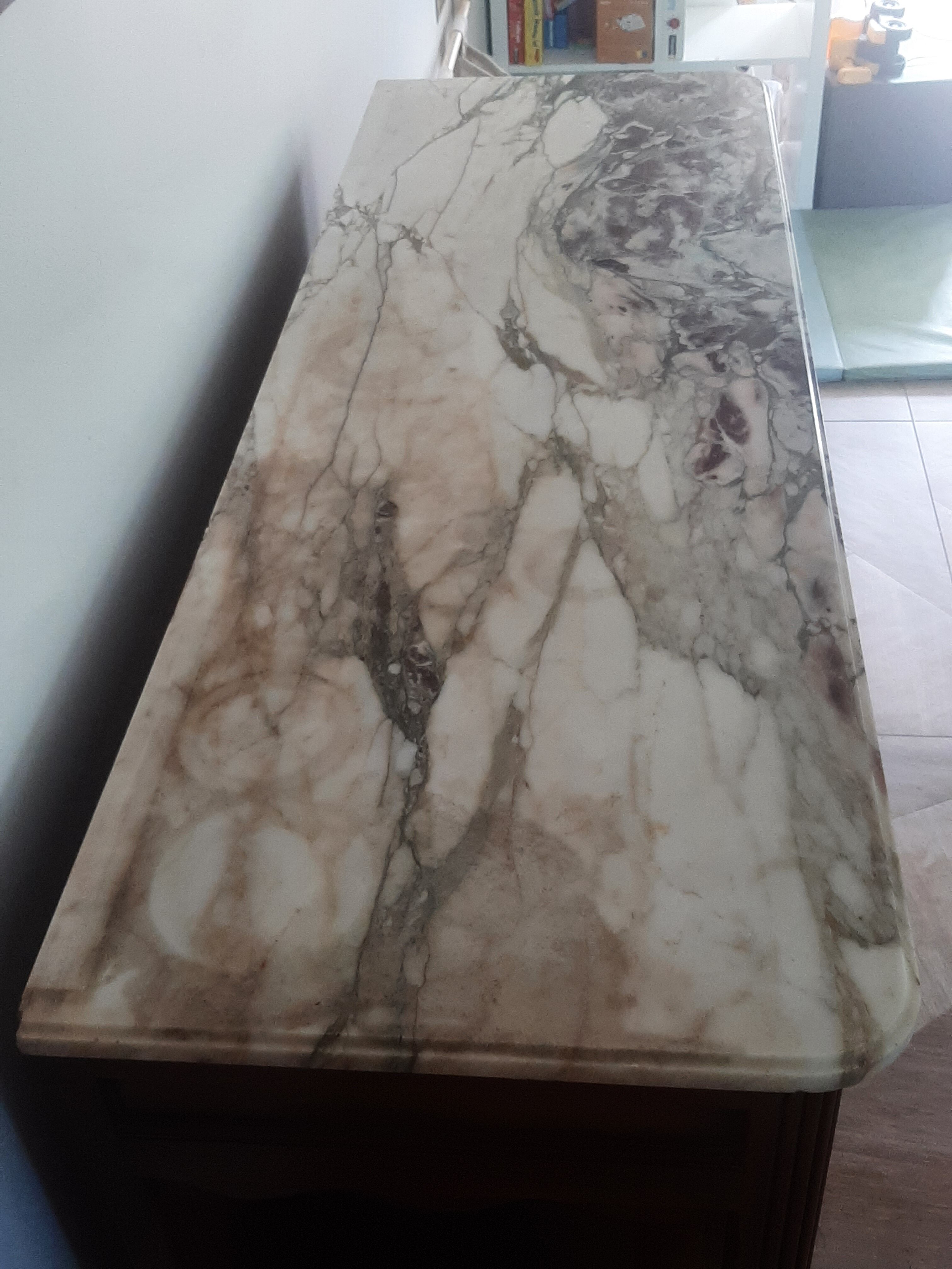 Sideboard - 1920 - art deco - 1 door - 2 drawers - gray marble top