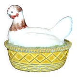 Portieux painted opaline glass hen candy box