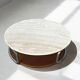 Table basse vintage onyx ivoire chrome et bois