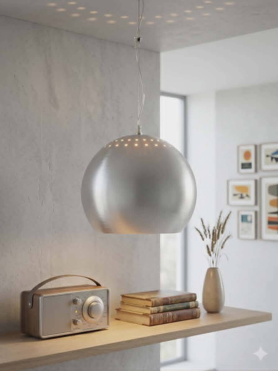 Vintage style brushed aluminium pendant light