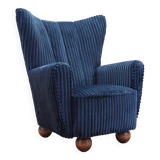 Navy blue armchair, Scandinavian design, production: Denmark