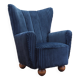 Fauteuil en tissu bleu marine, Danemark