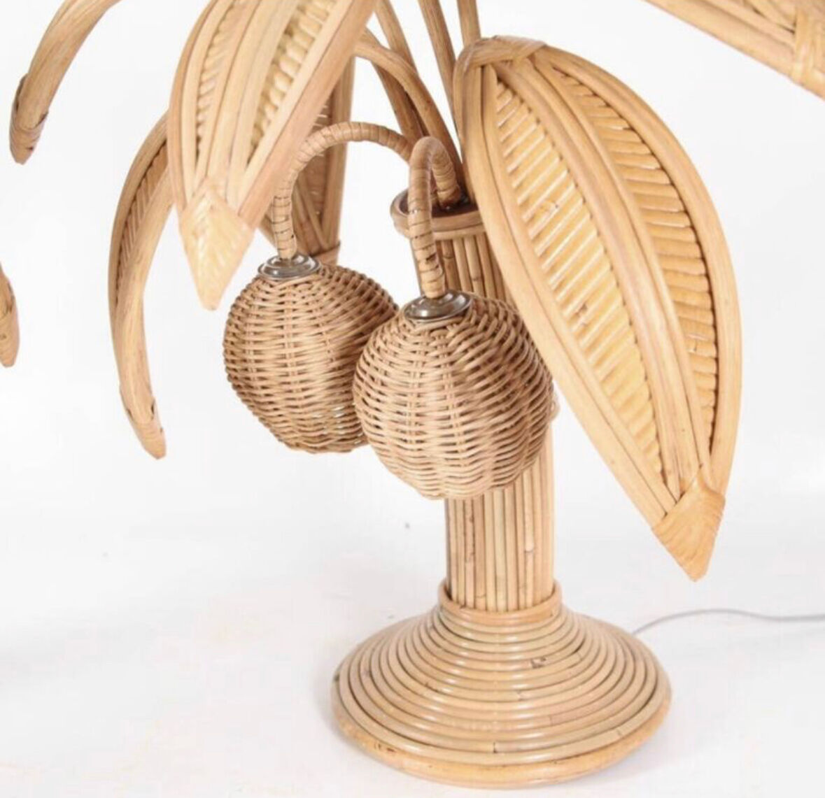 Pair of rattan "palm" lamps