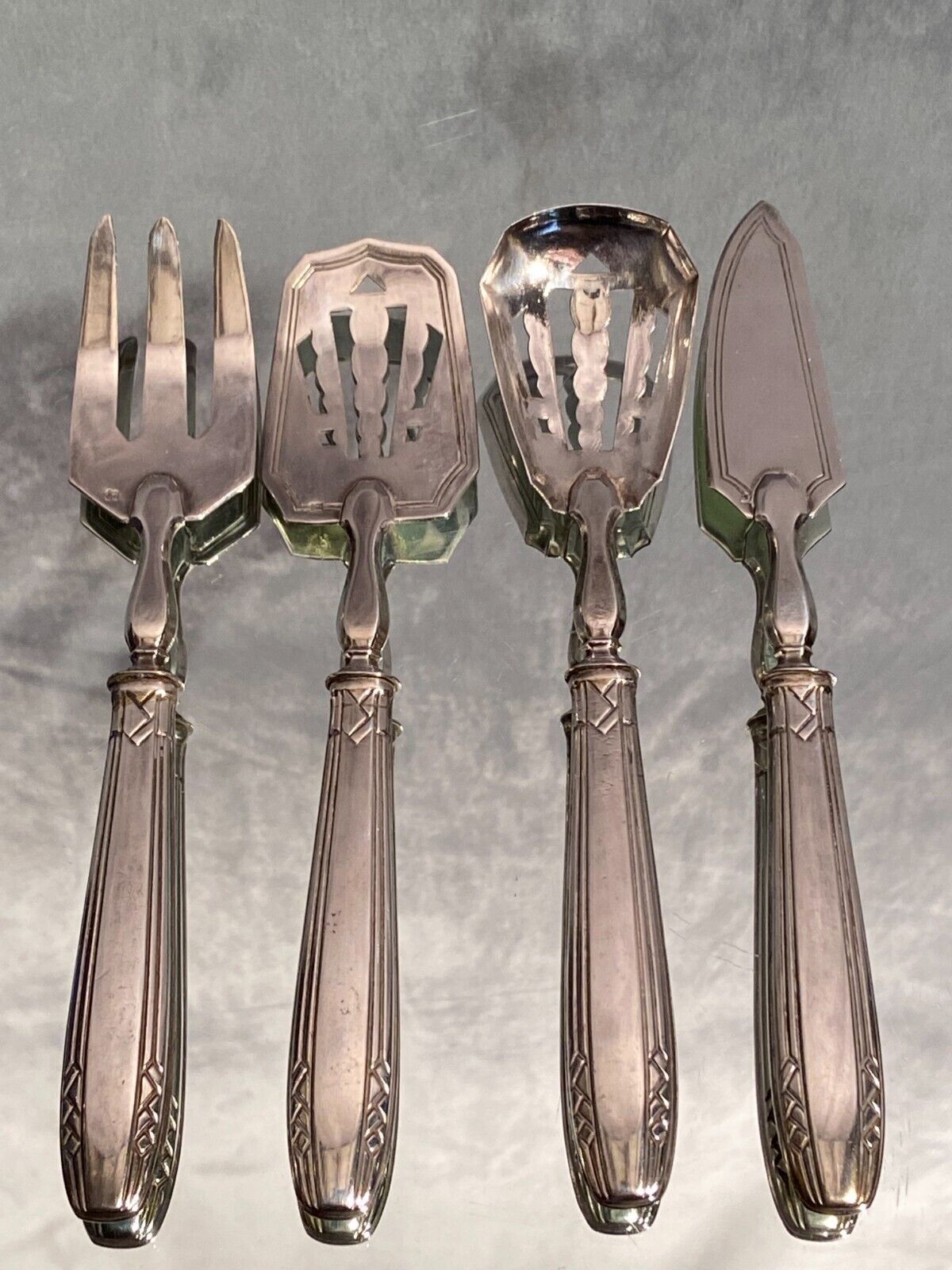 Confectionery service hors d'oeuvres sprinkler silver metal design Vintage