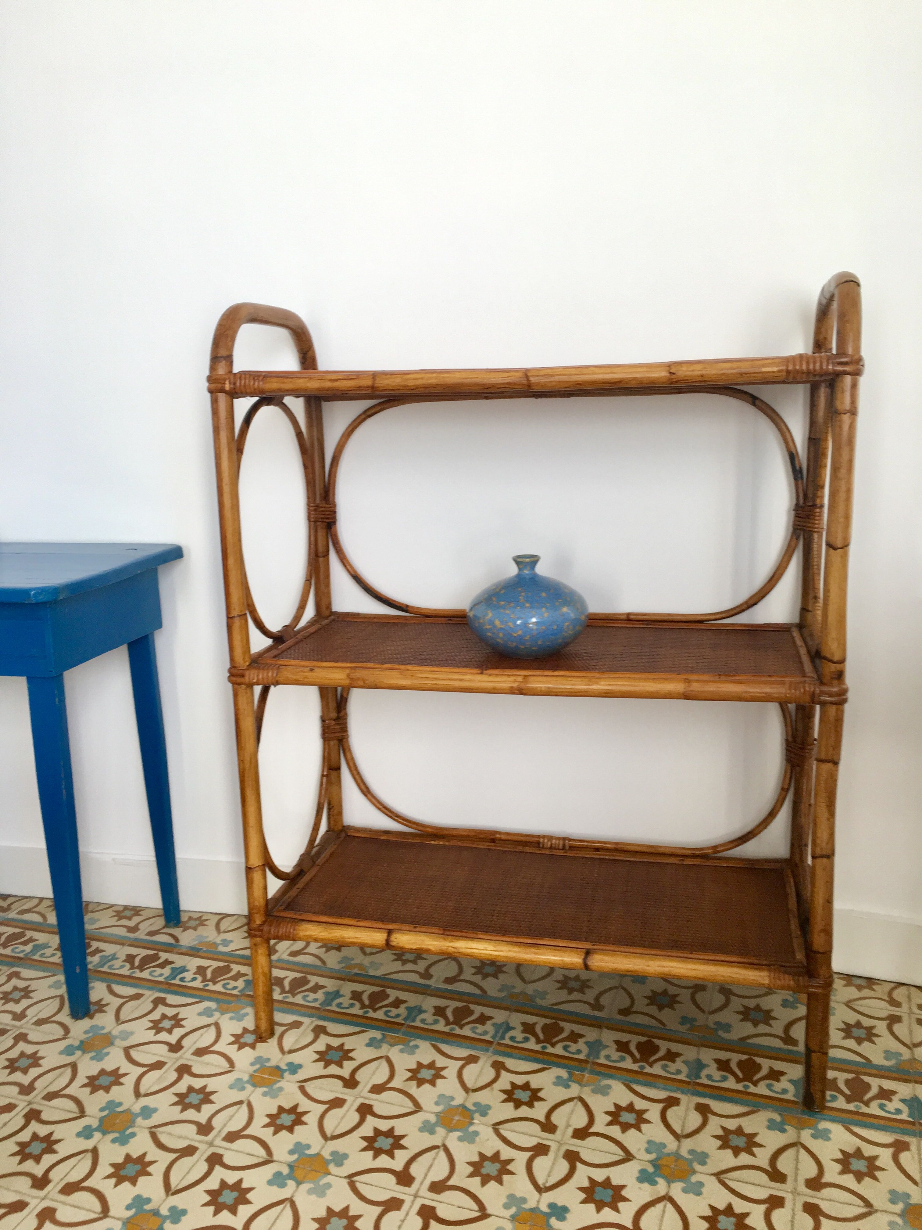 Vintage rattan shelf