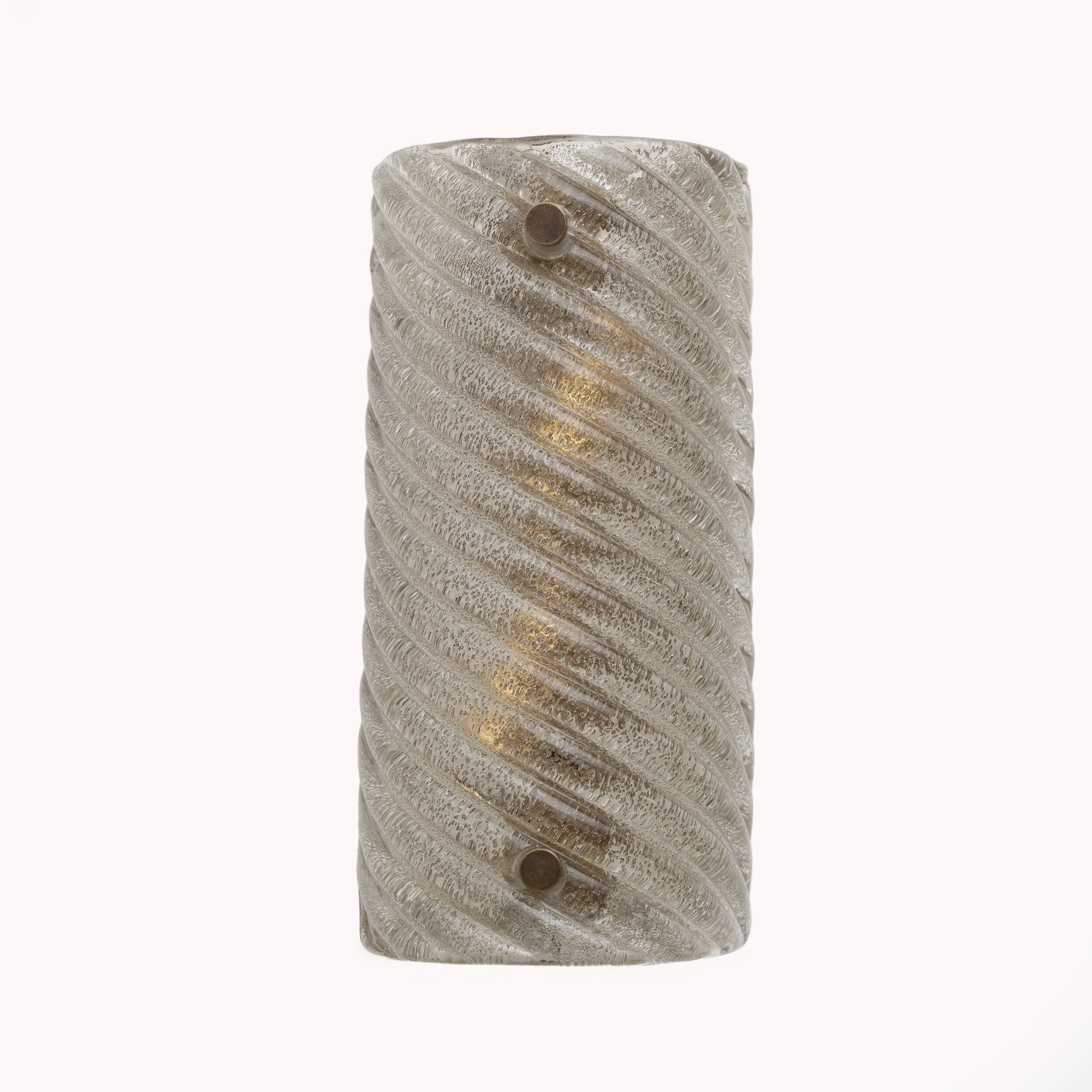 Pair of Barovier & Toso Style Modern Murano Glass Smoked Twisted Sconces