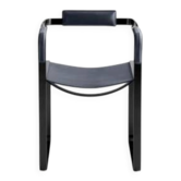 Fauteuil, coloris acier noir fumé et selle bleu marine, style contemporain