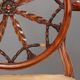 Antique cherry wood and fabric armchairs, United Kingdom, 20th century
