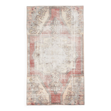 3x6 Rug For Laundry Room Red Beige Antique Vintage Rug, 110x193Cm SK 2797